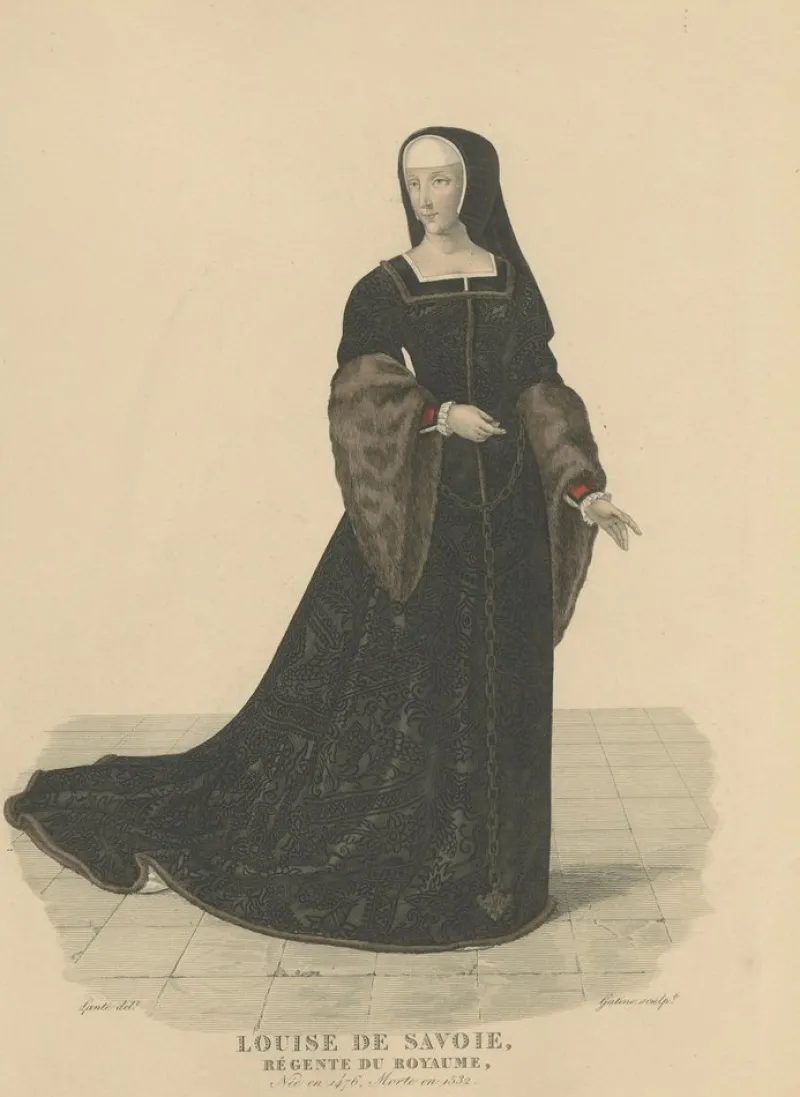 Pamono After Louis Marie Lanté, Louise of Savoy, Regent of France, Handcoloured Engraving, 1900> Prints & Multiples