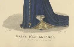 Pamono After Louis Marie Lanté, Mary of England, Queen of France, Handcoloured Engraving, 1900> Prints & Multiples