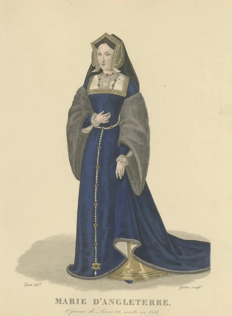 Pamono After Louis Marie Lanté, Mary of England, Queen of France, Handcoloured Engraving, 1900> Prints & Multiples