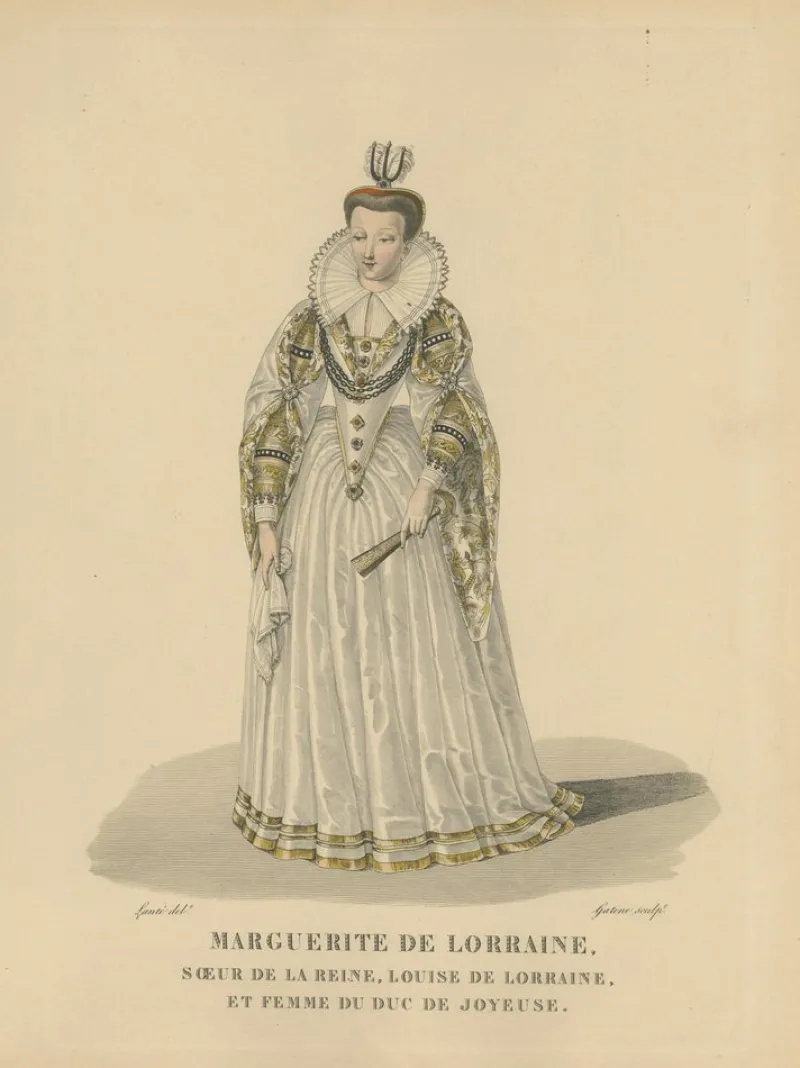 Pamono After Louis Marie Lanté, Marguerite De Lorraine, Duchess of Joyeuse, 1900, Handcoloured Engraving> Prints & Multiples