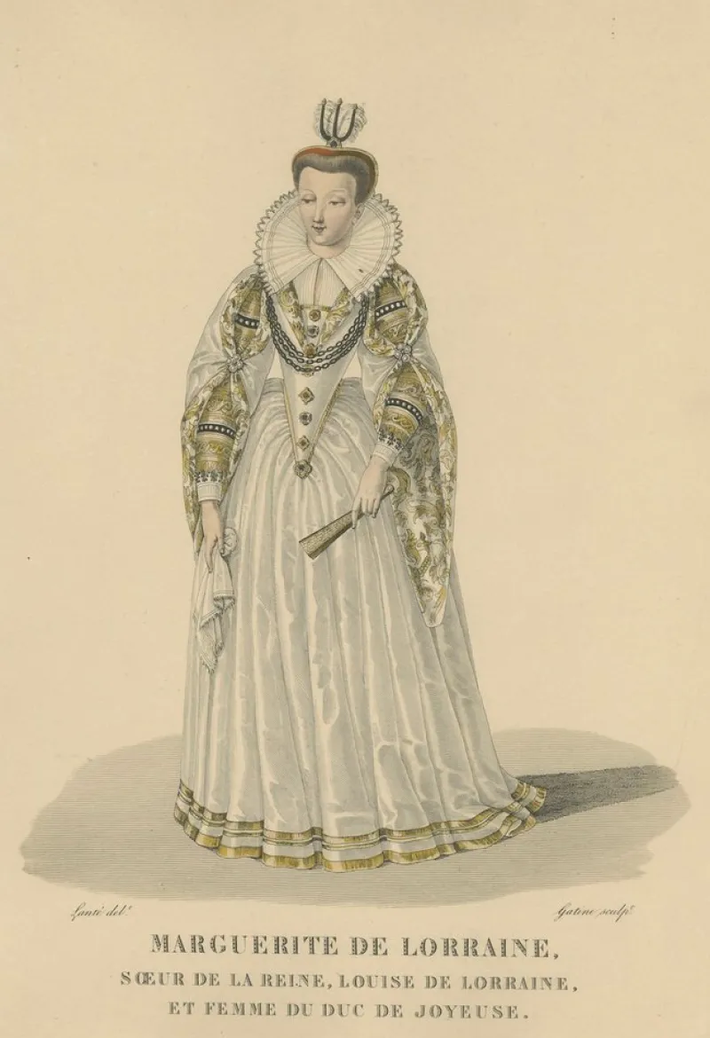 Pamono After Louis Marie Lanté, Marguerite De Lorraine, Duchess of Joyeuse, 1900, Handcoloured Engraving> Prints & Multiples