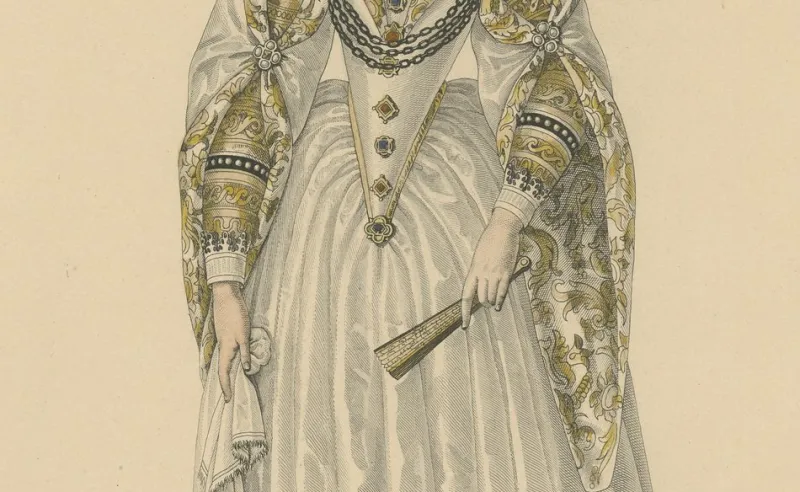 Pamono After Louis Marie Lanté, Marguerite De Lorraine, Duchess of Joyeuse, 1900, Handcoloured Engraving> Prints & Multiples