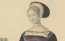 Pamono After Louis Marie Lanté, Young Lady of the Time of Francis I, Handcoloured Engraving, 1900><noscript><img width=