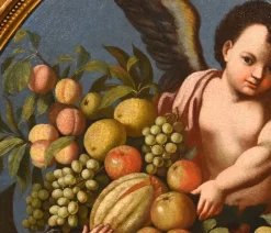 Pamono After Luigi Garzi, Angels, Flowers & Fruit, 1700, Oil on Canvas> Old Masters|Classical