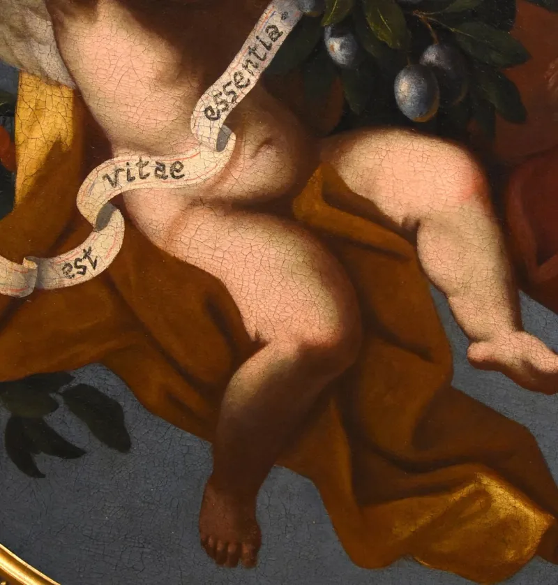 Pamono After Luigi Garzi, Angels, Flowers & Fruit, 1700, Oil on Canvas> Old Masters|Classical