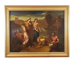 Outlet Pamono After Nicolas Poussin, Moses Saved from the Waters, 19th Century, Oil on Canvas, Framed