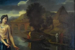 Outlet Pamono After Nicolas Poussin, Moses Saved from the Waters, 19th Century, Oil on Canvas, Framed
