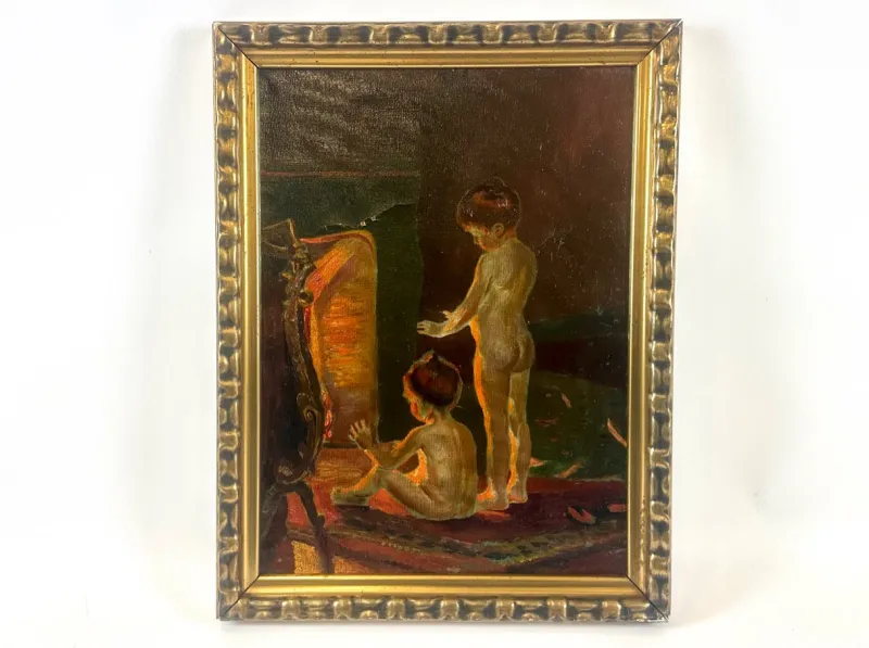 Discount Pamono After Paul Peel, After the Bath, 1900s, Oil on Canvas, Framed