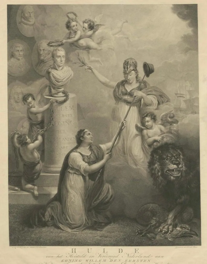 Pamono After Pieneman, Allegory: King Willem I of the Netherlands, 1815, Engraving> Contemporary|Prints & Multiples