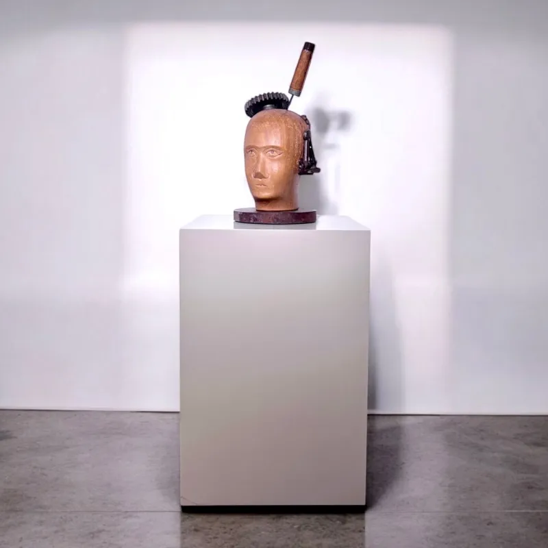Pamono After Raoul Hausmann, Mechanical Head, 1970s, Wood> Minimalist|Abstraction