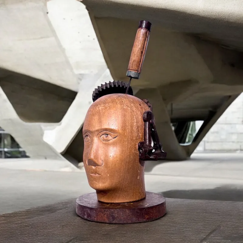 Pamono After Raoul Hausmann, Mechanical Head, 1970s, Wood> Minimalist|Abstraction