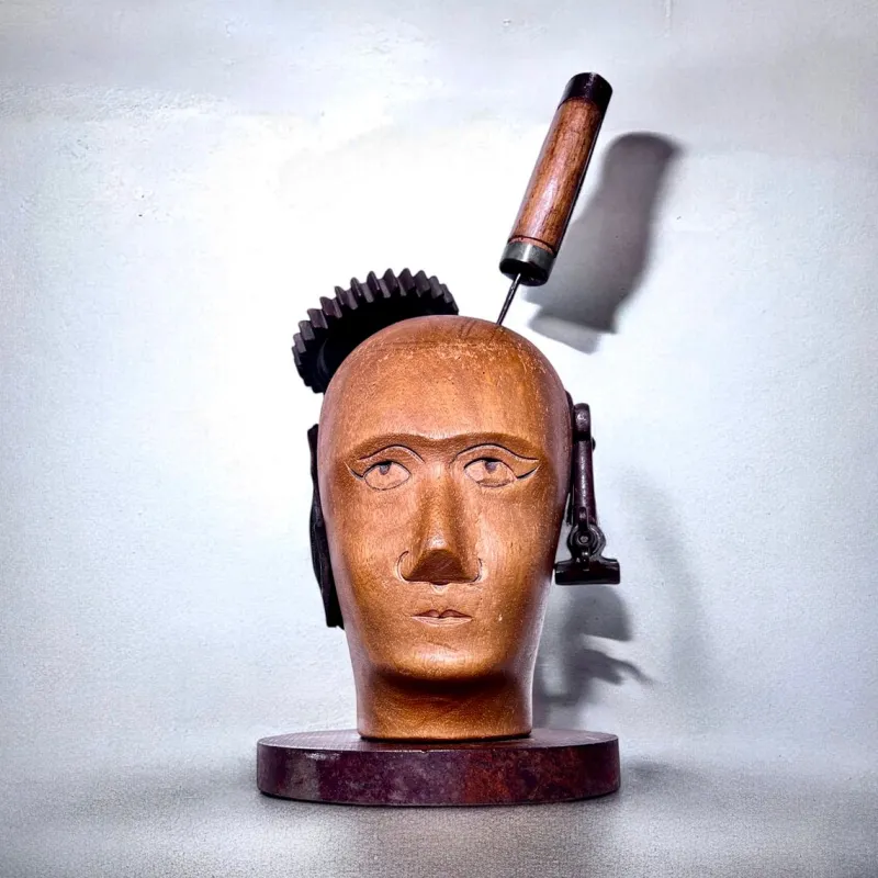 Pamono After Raoul Hausmann, Mechanical Head, 1970s, Wood> Minimalist|Abstraction