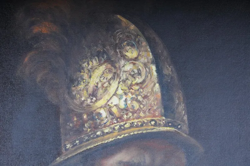 Hot Pamono After Rembrandt van Rijn, The Man in the Gold Helmet, Oil Painting, Framed