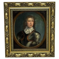 Pamono After Robert Walker, Portrait of General John Lambert in Armour, 1840, Oil on Panel, Framed> Painting