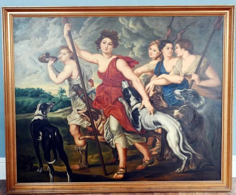 Clearance Pamono After Rubens, Diana the Huntress, 1880, Oil Painting, Framed