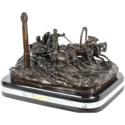 Hot Pamono After Vasily Grachev, Horse & Cart Scene, Russia, 20th Century, Bronze Sculpture