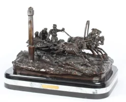 Hot Pamono After Vasily Grachev, Horse & Cart Scene, Russia, 20th Century, Bronze Sculpture