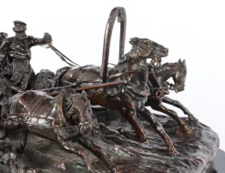 Hot Pamono After Vasily Grachev, Horse & Cart Scene, Russia, 20th Century, Bronze Sculpture