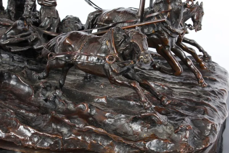 Hot Pamono After Vasily Grachev, Horse & Cart Scene, Russia, 20th Century, Bronze Sculpture