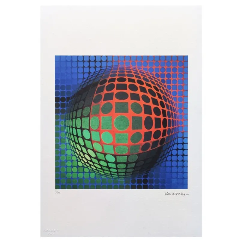 Discount Pamono After Victor Vasarely, Op Art Composition, Lithograph, 1970s