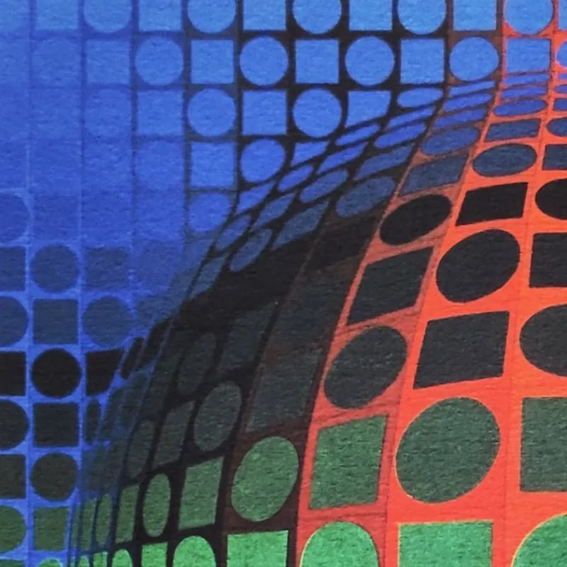 Discount Pamono After Victor Vasarely, Op Art Composition, Lithograph, 1970s