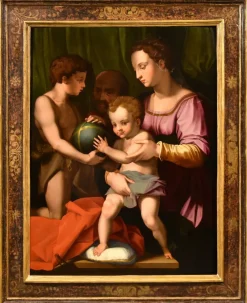 Pamono Agnolo di Cosimo alias Il Bronzino, Holy Family with Madonna & St John, 1550s, Oil on Panel> Old Masters|Classical