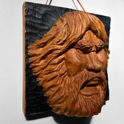 Pamono Ainu Carved Wood Warrior's Head, Japan, 1950s> Wall Decor