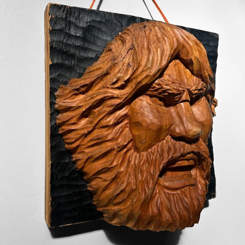 Pamono Ainu Carved Wood Warrior's Head, Japan, 1950s> Wall Decor