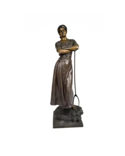 Pamono A.J. Scotte, Harvesting Girl Statue, 1890s-1900s, Metal