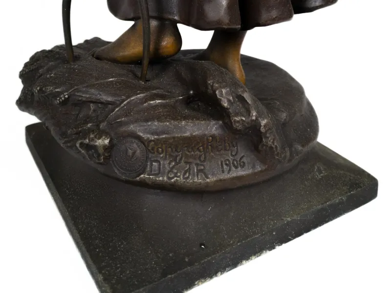 Pamono A.J. Scotte, Harvesting Girl Statue, 1890s-1900s, Metal