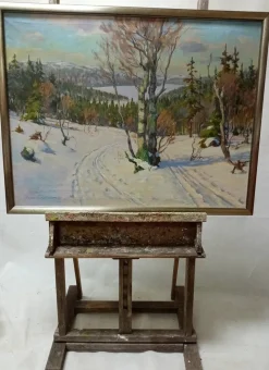 Discount Pamono Aksel P. Knudsen, Painting, Oil on Canvas