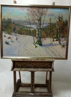 Discount Pamono Aksel P. Knudsen, Painting, Oil on Canvas