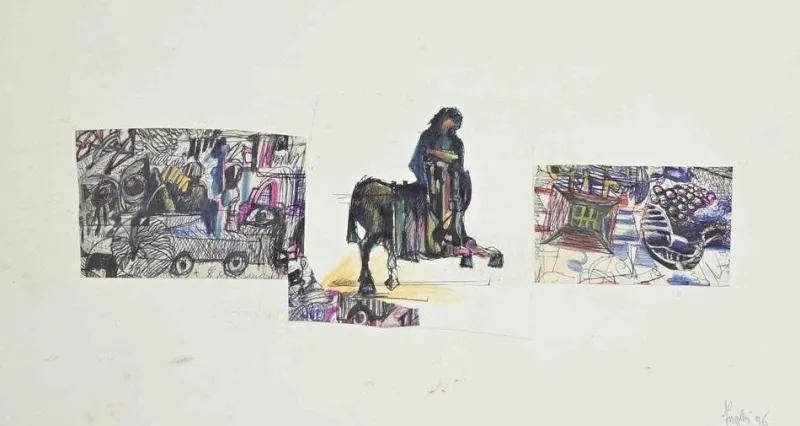 Pamono Alberto Inglesi, Composition, Mixed Media on Paper, 1996> Work On Paper