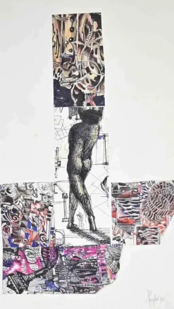 Hot Pamono Alberto Inglesi, Surreal Composition, Mixed Media on Paper, 1996