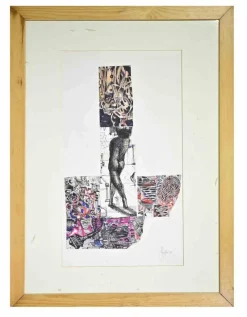 Hot Pamono Alberto Inglesi, Surreal Composition, Mixed Media on Paper, 1996