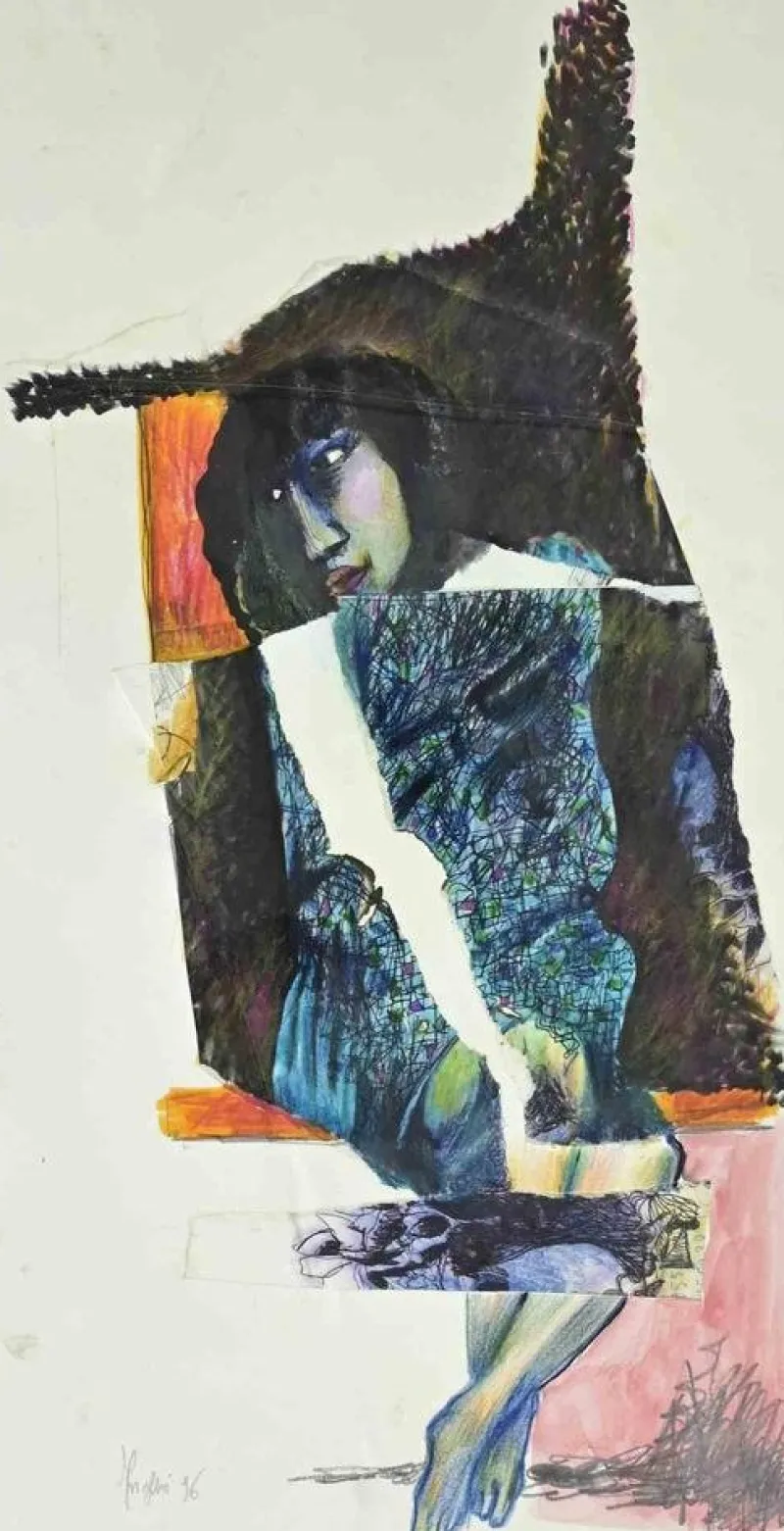 Pamono Alberto Inglesi, Woman, Mixed Media on Paper, 1996> Work On Paper