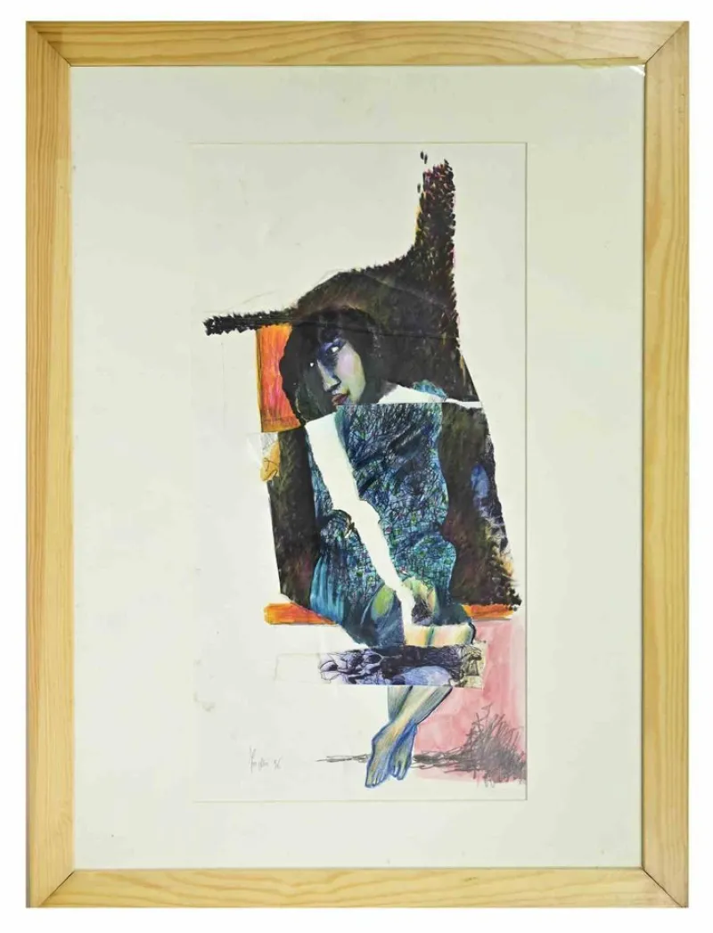 Pamono Alberto Inglesi, Woman, Mixed Media on Paper, 1996> Work On Paper