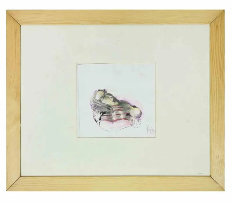 Pamono Alberto Inglesi, Woman, 1990s, Ink and Watercolor on Paper> Work On Paper