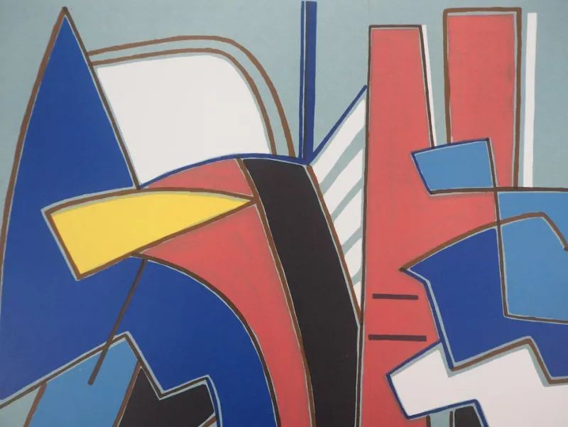 Sale Pamono Alberto Magnelli, Blue Composition, Original Lithograph