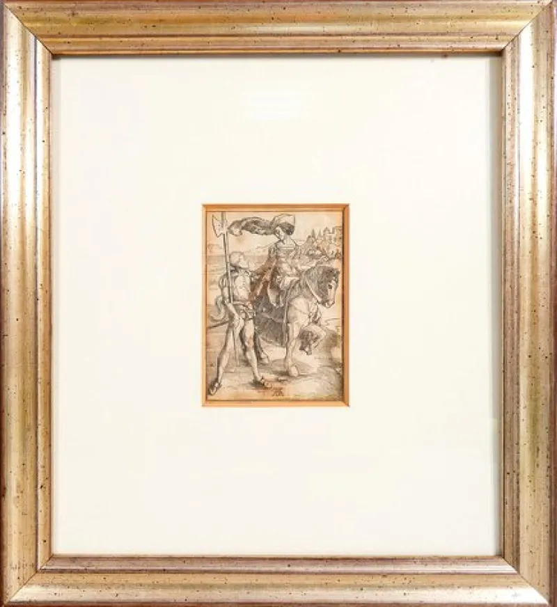 Pamono Albrecht Durer, Lady and Landsknecht, Woodcut, Framed> Old Masters|Prints & Multiples