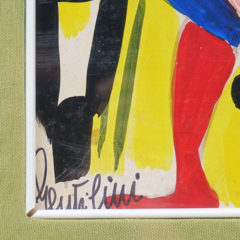 Online Pamono Aldo Gentilini, Composition, Mixed Media on Masonite, 1970s, Framed