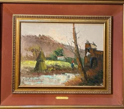 Pamono Aldo Pironti, Rural Scene, 20th Century, Oil on Canvas, Framed