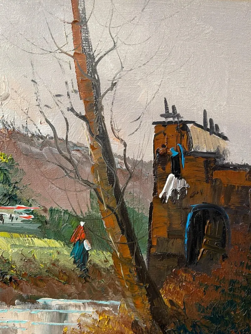 Pamono Aldo Pironti, Rural Scene, 20th Century, Oil on Canvas, Framed