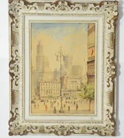 Pamono Alessandro Catalani, Urban View, 1930s, Watercolor, Framed> Art Deco|Work On Paper