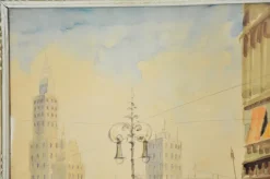 Pamono Alessandro Catalani, Urban View, 1930s, Watercolor, Framed><noscript><img width=