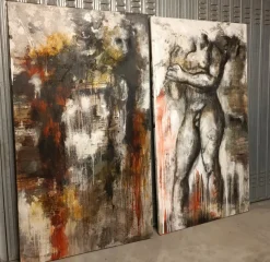 Pamono Alessandro La Motta, The Fall of the Giants, 2012, Oil Paintings on Canvas, Set of 2> Abstraction