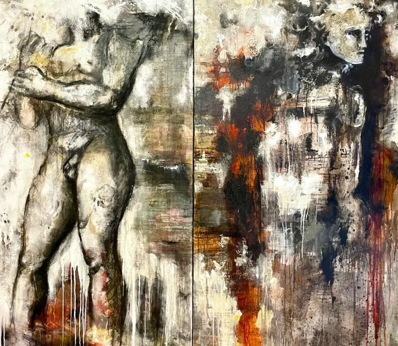 Pamono Alessandro La Motta, The Fall of the Giants, 2012, Oil Paintings on Canvas, Set of 2> Abstraction