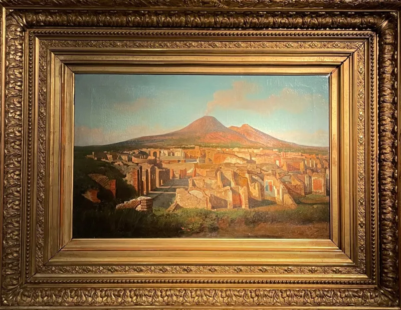 Pamono Alessandro La Volpe, View of Pompeii, Oil on Canvas, 1800s, Framed> Old Masters