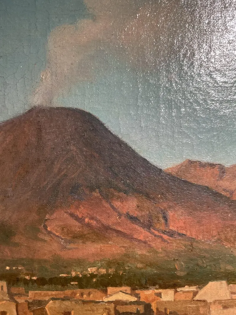 Pamono Alessandro La Volpe, View of Pompeii, Oil on Canvas, 1800s, Framed> Old Masters