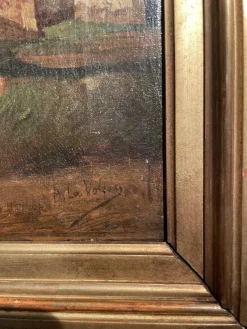 Pamono Alessandro La Volpe, View of Pompeii, Oil on Canvas, 1800s, Framed><noscript><img width=